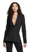 AREA Crystal Trim Open Back Blazer