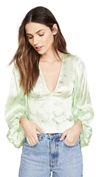 GANNI Silk Stretch Satin Blouse