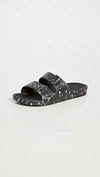 Freedom Moses Fancy Splatter-print Two-strap Slides In Black