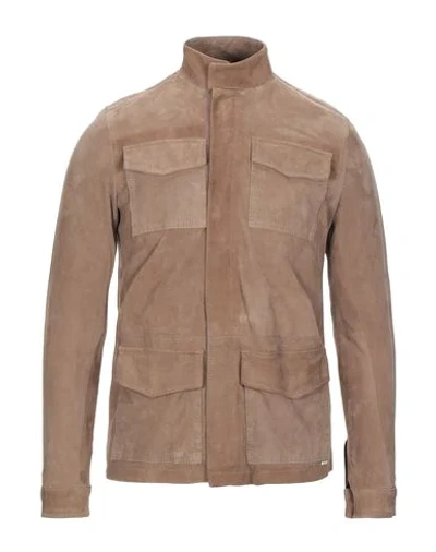 Aglini Leather Jacket In Brown