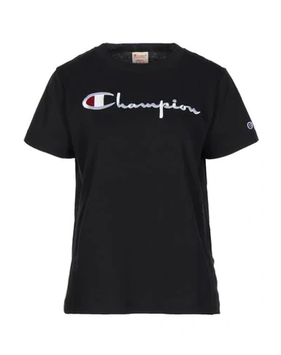 Champion Logo Script Logo Short Sleeve T-shirt In Black