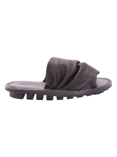 Trippen Drift Wrinkled Leather Sandals In Black