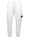 Stone Island Drawstring Waist Logo Sweatpants In White