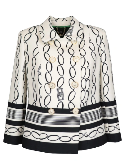 Elisabetta Franchi Celyn B. Chain Print Blazer In White / Black