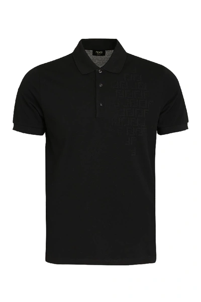 Fendi Printed Ff Detailed Polo In Black