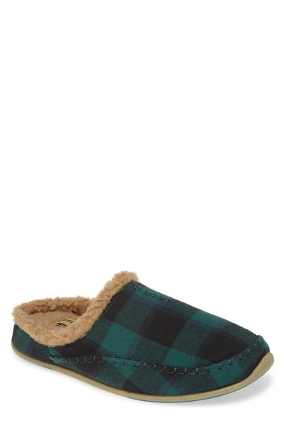 Deer Stags Nordic Plus Memory Foam Slipper In Dark Green/ Black