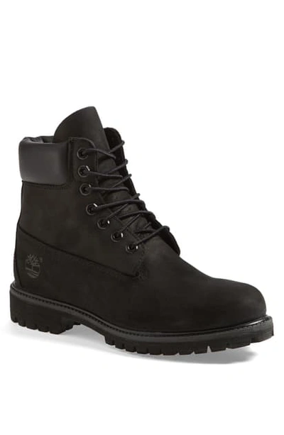 Timberland Classic Premium Wheat Nubuck Leather Boots In Black