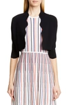 Lela Rose Scallop-trimmed Knit Bolero In Black