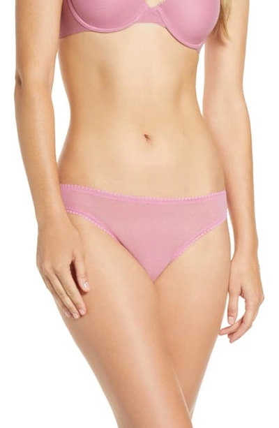 On Gossamer Mesh Hip G-string In Soft Rose