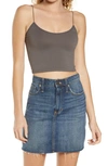 Free People Skinny Strap Cropped Camisole In Dark Grey