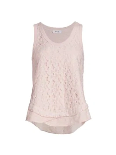 Wilt Women's Lace Front Tiered Tank In Baby Pink