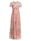 ML MONIQUE LHUILLIER FLORAL EMBROIDERED GOWN,400012513266