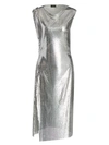Rabanne Draped Chainmail Dress In Silver