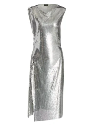 Rabanne Draped Chainmail Dress In Silver