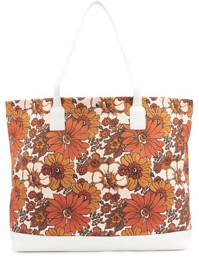 Dodo Bar Or Litta Floral-print Canvas Tote Bag In Flower 1 Orange