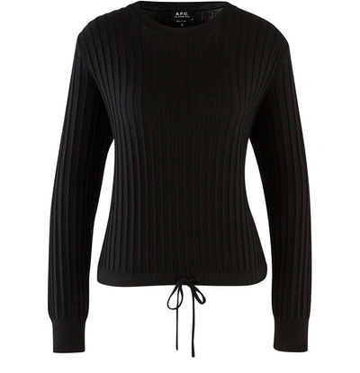 Apc Taeko Rib Drawstring Merino Wool Jumper In Noir