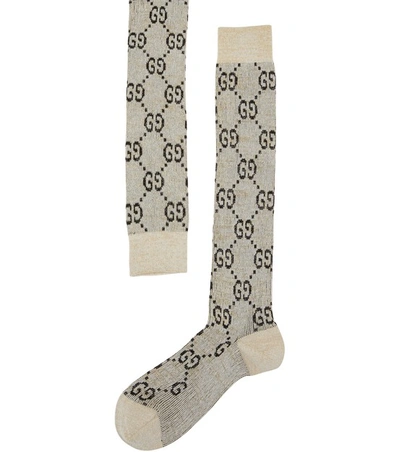 Gucci Logo Socks In Grey Pink