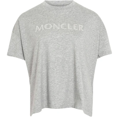 Moncler Logo Cotton T-shirt In Grey
