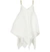 Loewe Leather-trimmed Plissé-crepe Camisole In White