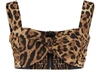 Dolce & Gabbana Leopard-print Bra Crop Top W/ Tie Front In Leo New