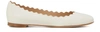 Chloé Lauren Scallop-edge Leather Flats In Cloudy White