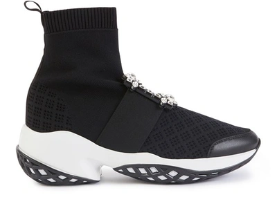 Roger Vivier Viv' Run Crystal Sneaker-style Booties In Black