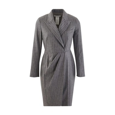 Max Mara Crine Wool Dress In Light Grey