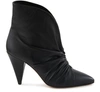Isabel Marant Lasteen Ruched Leather Ankle Boots In Black