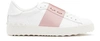 Valentino Open Contrast-stripe Leather Trainers In Bianco Water Rose Bianco