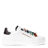 DOLCE & GABBANA PORTOFINO WHITE AND BLACK LEATHER SNEAKERS,11329521