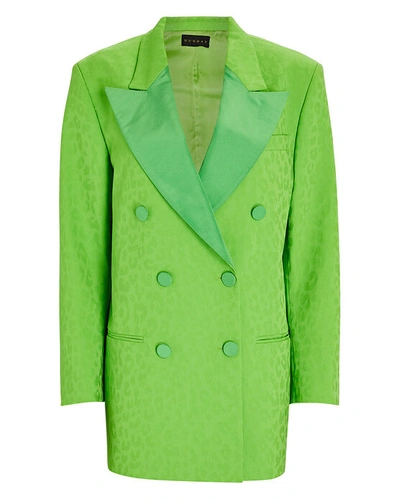 Dundas Double-breasted Leopard-print Wool-blend Jacquard Blazer In Green