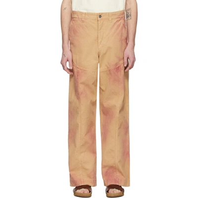 Jacquemus Terraio Spray-painted Cotton-canvas Trousers In Beige,pink