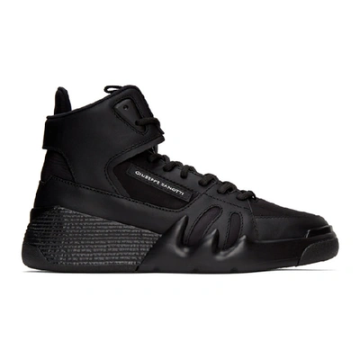 Giuseppe Zanotti Talon Leather & Scuba High Top Sneakers In Black