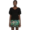 SEE BY CHLOÉ SEE BY CHLOE BLACK RUFFLE SLEEVE V-NECK SWEATER