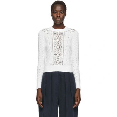 See By Chloé See By Chloe White Lace Fitted Sweater In 101 White