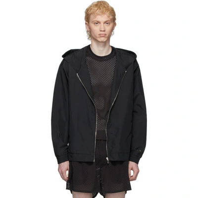 Rick Owens Hooded Windbrea Casual Jacket In Black Polyamide