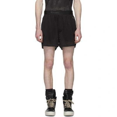Rick Owens Black Champion Edition Mesh Dolphin Boxer Shorts In 09 Blk