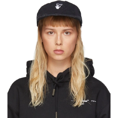 Off-white Distressed Embroidered Cap In Black