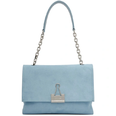 Off-white Blue Medium Soft Velour Binder Clip Bag In Lt Blue
