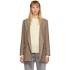 AMI ALEXANDRE MATTIUSSI AMI ALEXANDRE MATTIUSSI TAUPE BUTTONLESS LONG BLAZER