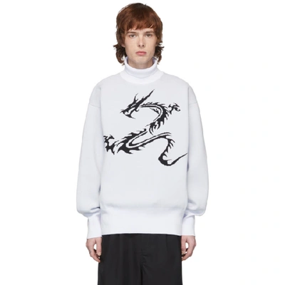 Xander Zhou White Dragon Turtleneck