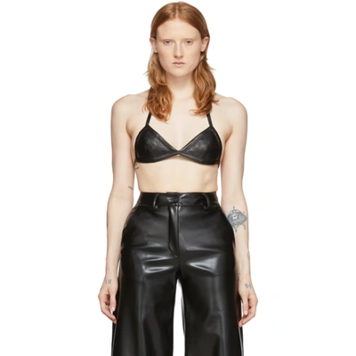 Off-white Leather Bra Top In Black