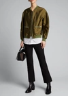 3.1 Phillip Lim Ribbed-trim Satin Bomber Jacket In Everglade