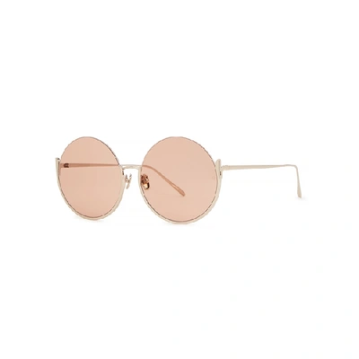 Linda Farrow Luxe Olivia Pink Round-frame Sunglasses