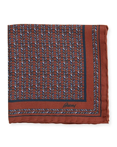 Brioni Men's Multi-diagonal Rope Silk Pocket Square In Brown/blue