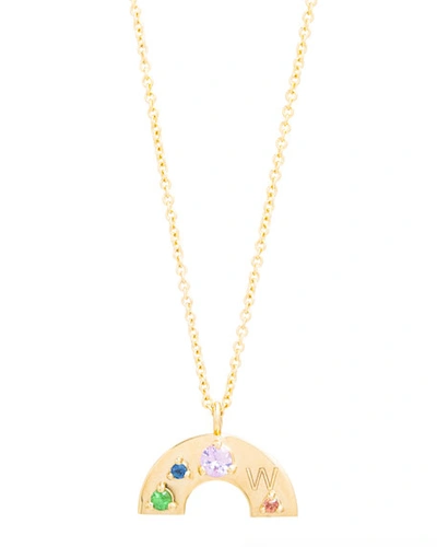 Stone And Strand Monogram Rainbow Sapphire Pendant Necklace In Yellow Gold