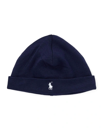 Ralph Lauren Kids' Boy's Interlock Cotton Beanie In Navy