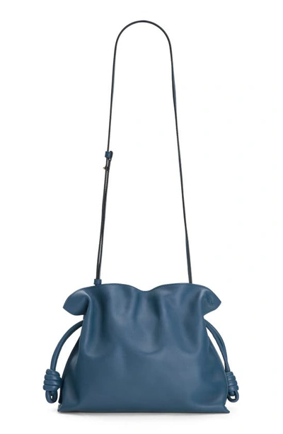 Loewe Flamenco Knot Leather Clutch In Varsity Blue