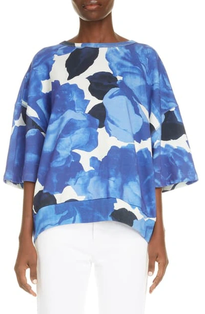 Dries Van Noten Helovi Floral Cotton Top In Blue