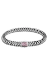 John Hardy Sterling Silver Classic Chain Black Sapphire & Pink Tourmaline Reversible Bracelet In Metallic Silver